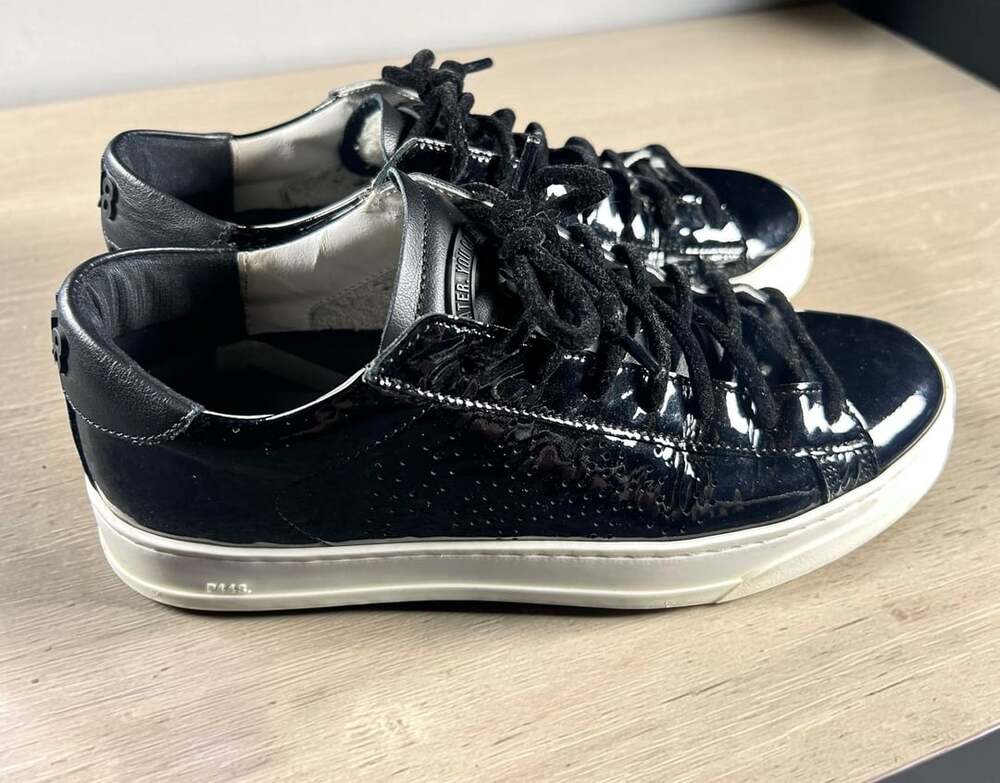 P448 Black Patent Leather Low-Top Sneakers